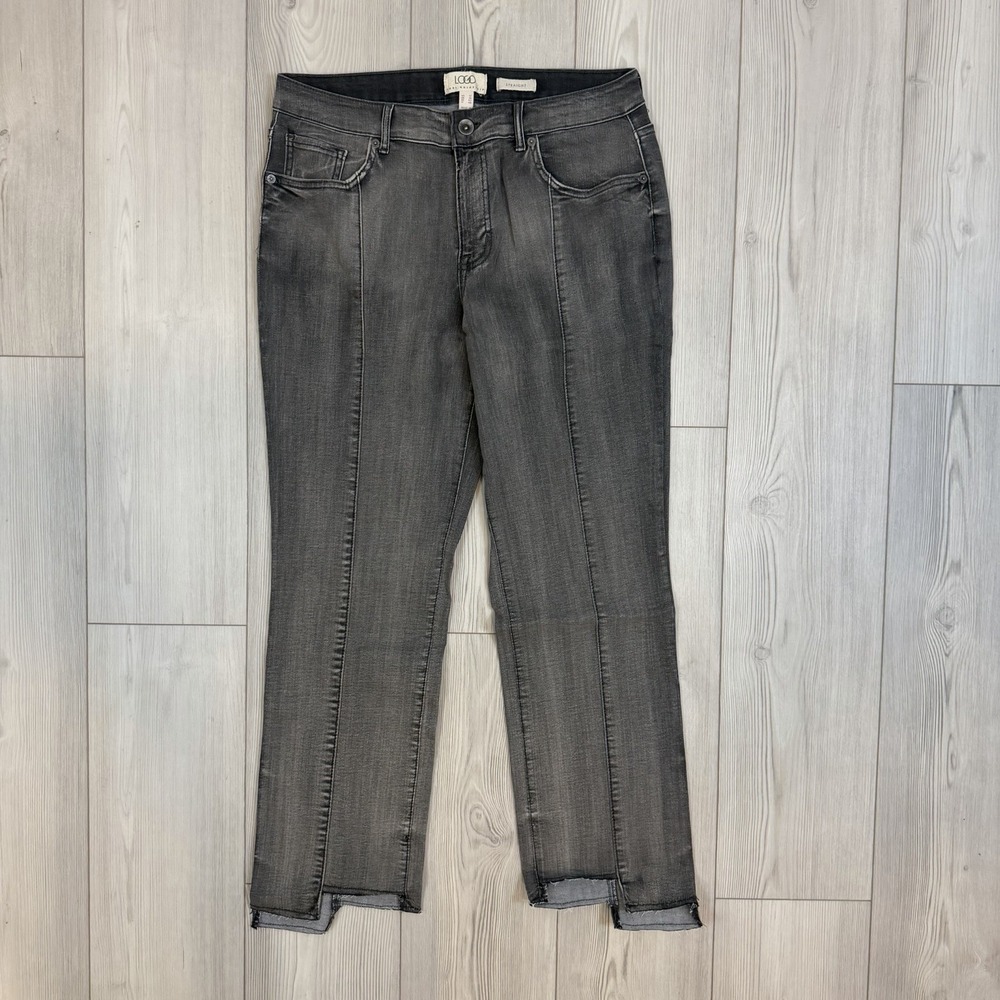 NEW LOGO by Lori Goldstein 12 Regular Straight Leg Denim Vintage Gray Raw Hem‎